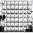 50PCS Metallic Silver Double Sided Square Foil Balloons, 19'' Reusable DIY Mylar Balloon Tunnel Arch Kit for Birthday Engagement Bridal Baby Shower Graduation Bachelorette Party Background Decor
