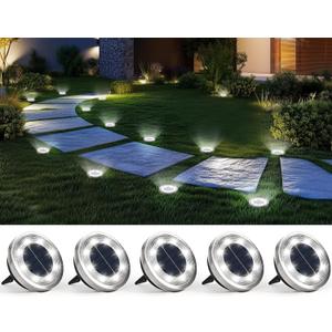SOLPEX 5 Pack Solar Ground Lights Outdoor Waterproof, Solar Powered Pathway Lights, Landscape Lighting for Garden Walkway Driveway Backyard Decor (Cool White)