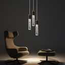 1 Light Pendant Lights Kitchen Island, Black Modern Crystal Pendant Light Fixtures Suitable for Kitchen, Restaurants, Dining Room, Bedrooms