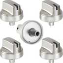 Upgraded (5Pcs) WB03X29315 for GE Gas Stove Knobs Replacements JGP5030SL1SS/ JGP5036SL1SS/ JP3030DJ3BB/ JP3036DL2BB / JP3530DJ3BB, Oven Range Burner Cooktop Control Knobs Replace Part