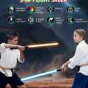 2 in 1 Dueling Lightsaber, Double Light Sabers for Adults Christmas Birthday Gifts, Metal Hilt Force Fx Rechargeable 2Packs Lightsabers with 12 Colors Light Saber for Kids Toys Halloween Cosplay Party