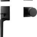 Dairazan Matte-Black Modern Front Door-Handle - Entry Door Lock with 3 Keys Single Cylinder Deadbolt, Exterior Door Lever Set, Indoor and Outdoor Handle, Reversible for Left and Right Hand