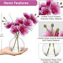 Oairse Pink Orchids Artificial Flowers Faux Orchid Arrangement with Clear Glass Vase Set of 2 Real Touch Phalaenopsis Orchid Flowers Orchid Centerpiece for Dining Room Table