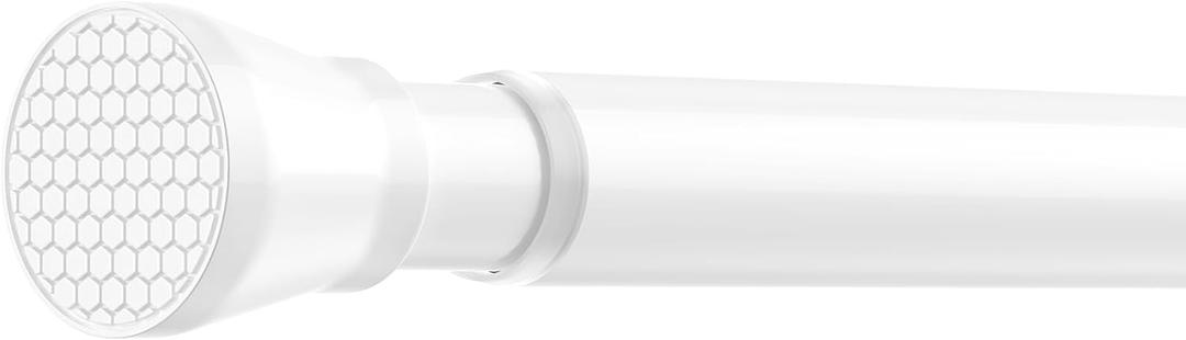 Adjustable Tension Curtain Rod 30 to 64 inches, Curtain Rod for Windows Tension Rod No Drill, Spring Tension Curtain Rod for Window, Bathroom, Doorway, White