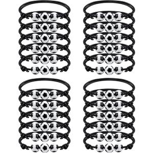 MIAHART 24Pcs Sports themed Adjustable Ball Charm Soccer Bracelets for Girls Boys Sports Party Favors