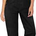 Hybrid & Company Womens Denim Bib Sleeveless Overalls Utility Rompers Capri Jumpsuit with Pockets (Medium, Qvj156998-black)