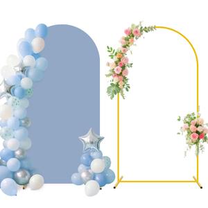 FUHSY 7.2 FT Metal Arch Backdrop Stand and Arch Cover Set Wedding Backdrop Arches Stands with Dusty Rose Spandex Arched Stand Cover for Party Birthday Ceremony Graduation Banquet Decorations
