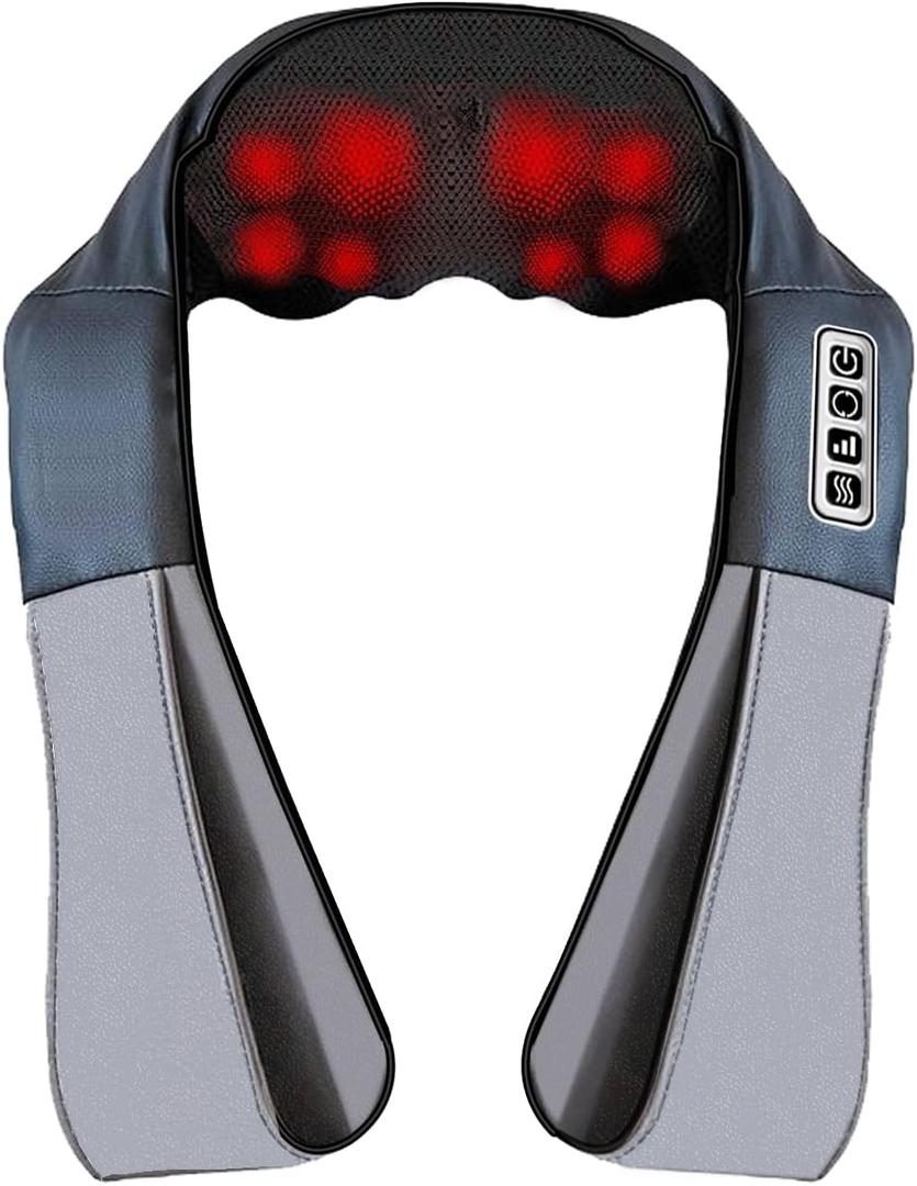 Neck Massager with Heat, Shiatsu Shoulder and Back Massager, Electric Kneading Back Massager, Massage Pillow for Deep Tissue, Birthday Day Gifts for Husband, Wife, Dad, Mom, Women & Man