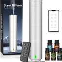 Waterless Scent Diffuser Kit, Includes 5 Premium Oils, 2000 Sq.Ft Coverage, Hotel Collection Scent Diffuser for Home, Studio, Essential Oil Diffuser Large Room, Remote & APP Control - Silver