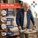 Sammons Preston Bariatric Walker Tray, Clip-On Surface with Cup Holders, Lightweight Raised-Edge Design for Bariatric Walkers, Stable Dining and Utility Support for Seniors and Mobility Aid Users
