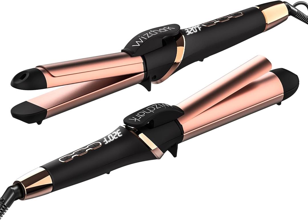 Hair Iron Straightener and Curler for Short & Long Hair, 1.25 Inch, Ceramic and Tourmaline, 4 Temps for All Hair Types, Dual Voltage, Auto Shut-Off, Includes Heat-Resistant Glove, Rose Gold