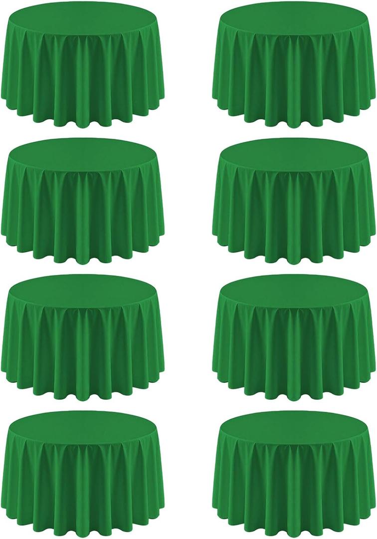 8 Pack Green Round Tablecloth 120 Inch Green Table Cloth Round Tables, Washable Polyester Tablecloth Reusable and Wrinkle Resistant Decorative for Wedding Party Dining Banquet