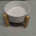 Ceramic Cat & Dog Bowl with Non-Slip Wooden Stand for Pets, Solid