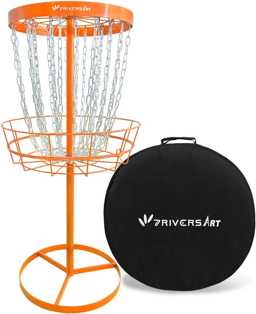 Portable Disc Golf Basket, 24-Chain, All-Weather Metal Disc Golf Goal with Heavy-Duty Carrying Bag, Easy Assembly for Backyard, Park & Outdoor Training