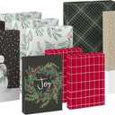 Hallmark Christmas Shirt Boxes for Presents (10 Clothes Boxes with Lids: 3 Small 11", 5 Medium 14", 2 Large 16") Red, Green and Black Plaid, Snowmen, Santa, Winter Greenery