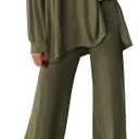 PRETTYGARDEN Womens 2 Piece Outfits Crewneck Long Sleeve Pullover Tops Wide Leg Long Pants Casual Lounge Set Travel Tracksuit