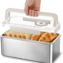QCQHDU Bread Box, Time Recording 304 Stainless Steel Corner Fresh Bread Box Airtight Keeper Food Storage Container for Kitchen Countertop Homemade Breadbox BPA Free, 5800ML Large Capacity, 1 Pack