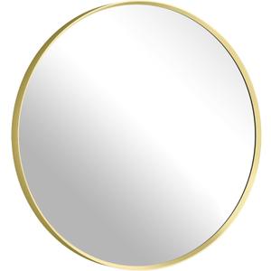 Round Gold Mirror 18 inch, Brushed Matte Gold Metal Framed Circle Wall Mirror for Bathroom Vanity,Living Room,Entryway,Hallway,Home Decor