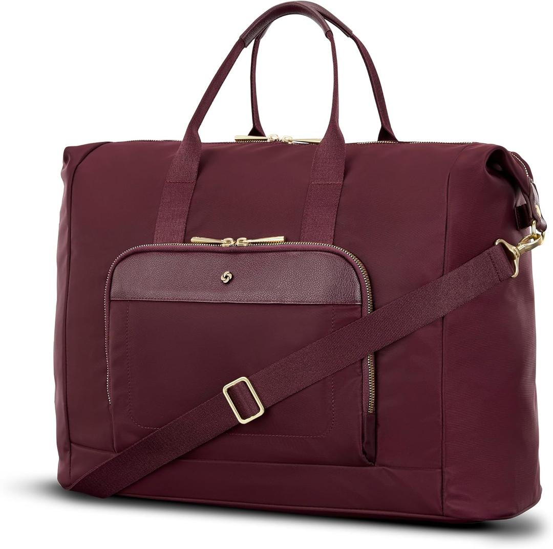 Samsonite Mobile Solution 2 Duffle Bag - Travel & Work Carry-On with Padded Laptop Sleeve, Front Organizer Pocket, Removable Crossbody Strap, StackIt™ Strap, Business & Leisure Travel Bag - Merlot