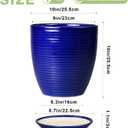 Ceramic Planter Pot - 10 Inch Plant Pot Indoor with Drainage Hole and Saucer Round Planter Large Modern Decorative Flower Pot Outdoor Garden Pot Blue