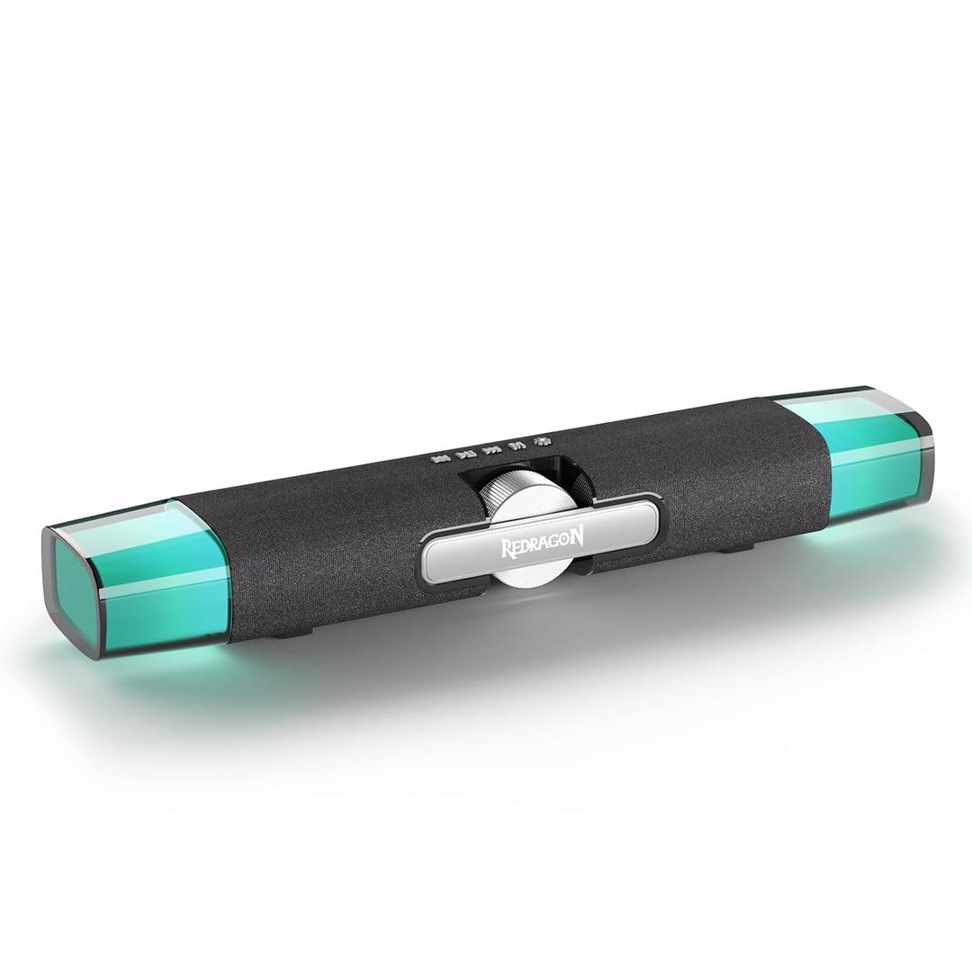 Redragon GS512 RGB Desktop Speakers, 2.0 PC Computer Stereo Soundbar w/BT 5.0/USB Mode, Max 5W x 2 Rich Sound, Crystal RGB Backlight and Easy-Access On-board Control, USB-C Powered