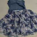 Girls Swimsuit One Piece Swimwear Top with Tropical Print Cover Up Skirt Girls Bathing Suit 7-16 Years (13-14 Years, Deep Blue)