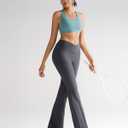 RUNNING GIRL Womens Ribbed V Crossover High Waist Yoga Pants Flare Leggings for Women with Side Pockets (XL)