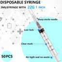 50 Pcs/Box - 22Ga 3ml Lab Dispensing Utensils, Individually Wrapped