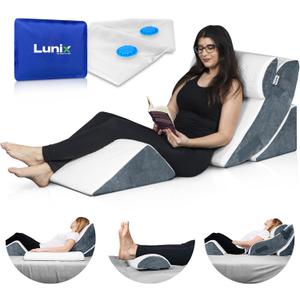 Lunix LX5 4-Piece Support for Shoulder & Upper Body Rest, Orthopedic Bed Wedge Pillow Set, Elevated Memory Foam for Post-Op Recovery & Sleep Comfort, Arctic Navy