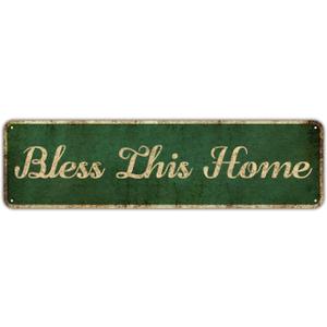 Mukuko Farmhouse Family Wall Decor Rustic Hanging Wall Art - Bless This Home, Family Signs for Home Decor Inspirational Quotes for Hallway, Kitchen, Living Room 4" x 16"