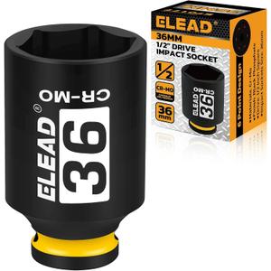 ELEAD 36mm Socket 1/2" Drive Deep Impact Socket, Metric 6 Point 1/2-inch Drive Impact Axle Nut Sockets, CR-MO Nut Socket Set, Oil Filter Sockets, Tools for Easy Removal of Axle Shaft Nuts
