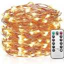 Mikasol Fairy String Lights, 1 Packs Led Fairy Lights Battery Operated Waterproof Copper Wire with Remote Control Fairy Lights for Bedroom. Firefly Lights Christmas Lights 8 Modes (16.4 ft/Warm White)