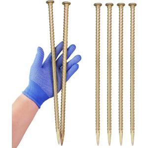 16 Inch Rebar Stakes - 1/2 Inch Diameter Galvanized Steel Ground Anchors - Heavy Duty Plant Support Garden Stake for Speed Bump, Wheel Stop, Tent (6 Pack)