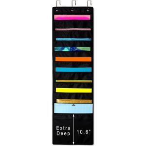 Hanging Organizer, 12x12 Paper Storage, Deep Pocket Vinyl Holder, for Cardstock, Scrapbook, Craft Paper, 3 Door Hooks Included