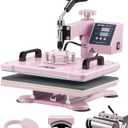 VEVOR Heat Press Machine 5 in 1 Combo with 30 OZ Tumbler Press & Hat Press, Slide Out 12x15 Inch Heat Press Sublimation Machine for T-Shirts, Hats Caps Tumblers Glass Cans Mugs, and Plates (Pink)