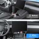 HUZ Tesla Model Y Accessories 2020–2024 & Model 3 Accessories 2017–2023 Under Screen Storage Organizer Tray – Center Console Interior Storage Box (Classic Model, Not for Highland or Juniper)