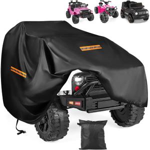 Large Toy Car Cover, Heavy Duty 420D Oxford Fabric Kids Ride-On Power Wheels Cover, Universal Covers for Kids Electric Vehicle, Waterproof, Anti-UV, Waterproof Strip,3 Reflective Strips, Windproof Buckles