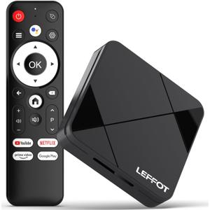 Android 14.0 TV Box 2025, LEFFOT RK3518 4K Ultra HD Streaming Device for TV, 2GB RAM 16GB ROM, Smart TV Box with Voice Remote, 2.4G & 5G WiFi 6, BT 5.4, USB 3.0, HDR10, Rockchip RK3518 QuadCore A53