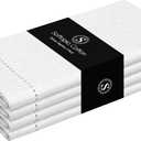 White Cloth Dinner Napkins, 18”X18”, Set of 4 Decorative Hemstitch Napkin, Washable & Reusable Dining Napkins for Holiday, Thanksgiving, Wedding, Formal Events, Baby Shower, Christmas