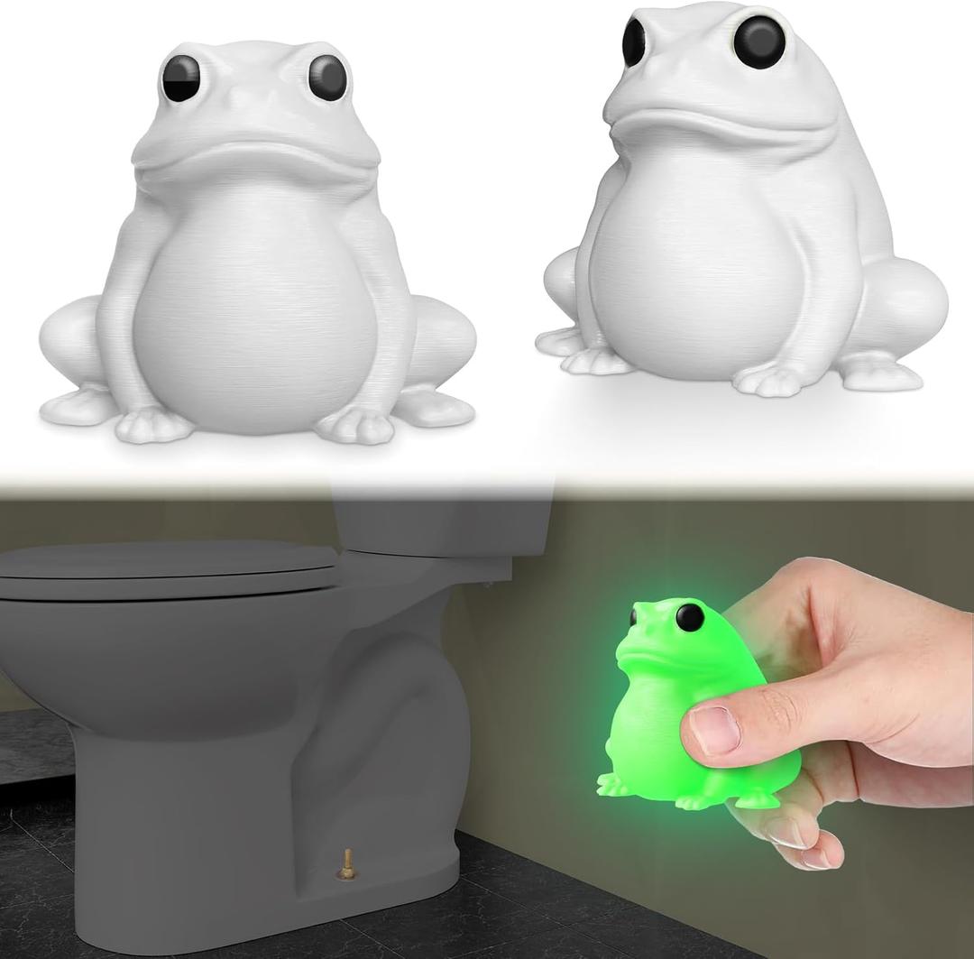 boeemi Frog Toilet Bolt Covers Decorative Glow in The Dark- 2PCs Toilet Screw Caps Luminous Green PLA Cute Bathroom Decor Accessories Push-on Install