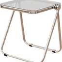 16.2"  14.1" Acrylic Folding Table, Small Lightweight End Table for Living Room, Bedroom and Small Room, Sturdy Metal Frame with No Assembly Required, Space-Saving Storage Design (Clear)