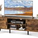 SUPERJARE TV Stand for 55 Inch TV, Entertainment Center with Adjustable Shelf, 2 Cabinets, TV Console Table, Media Console, Solid Wood Feet, Cord Holes, for Living Room, Bedroom, Rustic Brown (53.9")