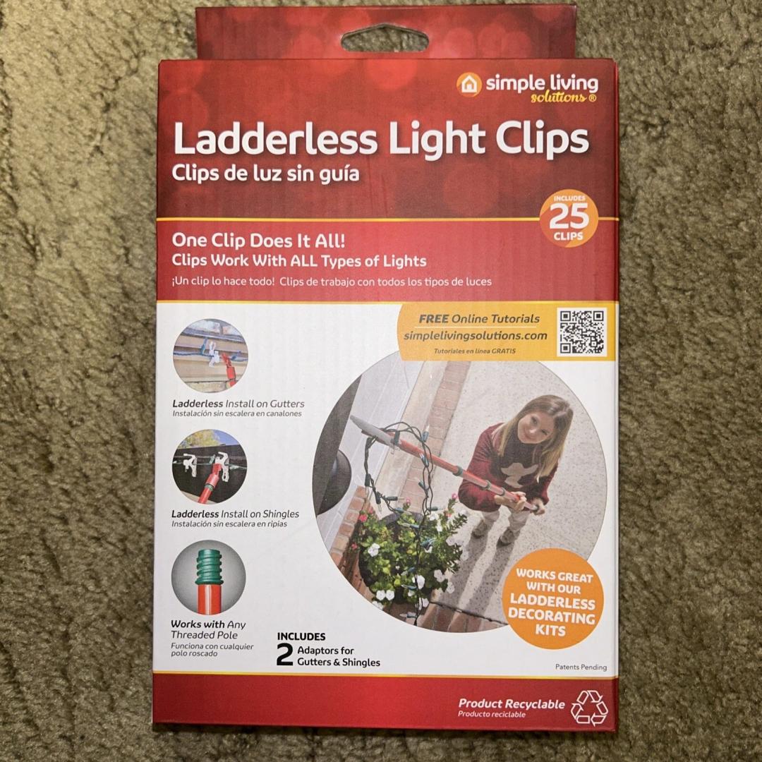 New Simple Living Solutions Ladderless Light Clips 710025 - 25 Pieces.