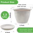 Plastic Flower Pots Planters For Indoor Plants, 4 Pack 10 Inch White Plant Pots With Drainage Hole & Tray, Modern Decorative Large Plant Pot With Saucer For Indoor Outdoor Plants Garden House Planter