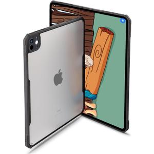 TineeOwl iPad Pro 11-inch Case (M5/M4) 2025/2024, Ultra Thin Matte Clear Case, Supports Apple Pencil Charging, TPU Bumper (Matte Back/Black, Pro 11" (2024))