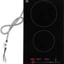 Acekool 2 Burner Electric Cooktop, 12 Inch Countertop & Built-in Electric Stove Top, 240v Electric Ceramic Cooktop with Glass Protection Metal Frame, Over-Temperature Protection, 3000W, Touch Control