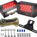 Partsam 12V LED Rectangular Trailer Light Kit, Sealed Rectangle IP68 Waterproof Truck Marine Boat Trailer Stop Turn Tail License Plate Brake Running Lights w 25ft Wiring Harness & Bracket