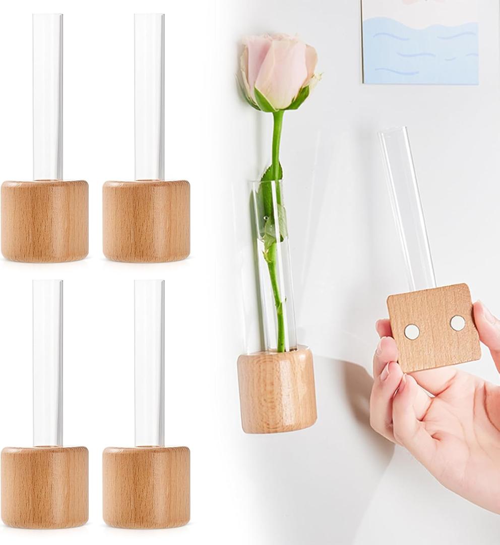 AGLOO Decorative Fridge Magnets - Mini Vase Planter Magnets for Refrigerator, Locker, Kitchen and Office - Cute Test Tube Plant Flower Vase (4)
