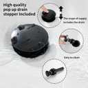 GGStudy Black Bathroom Faucet Single Handle One Hole 1 or 3-Hole 4" Installation Stainless Steel Bathroom Vanity Faucet Matching Pop Up Drain with Overflow