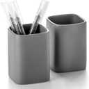 Pen Holder, 2 Pack Pencil Holder for Desk,Ceramic Pencil Cup Desk Organizer, Makeup Brush Holder Cute, Stationery Accessories for Office, School, Home (Matte gray)